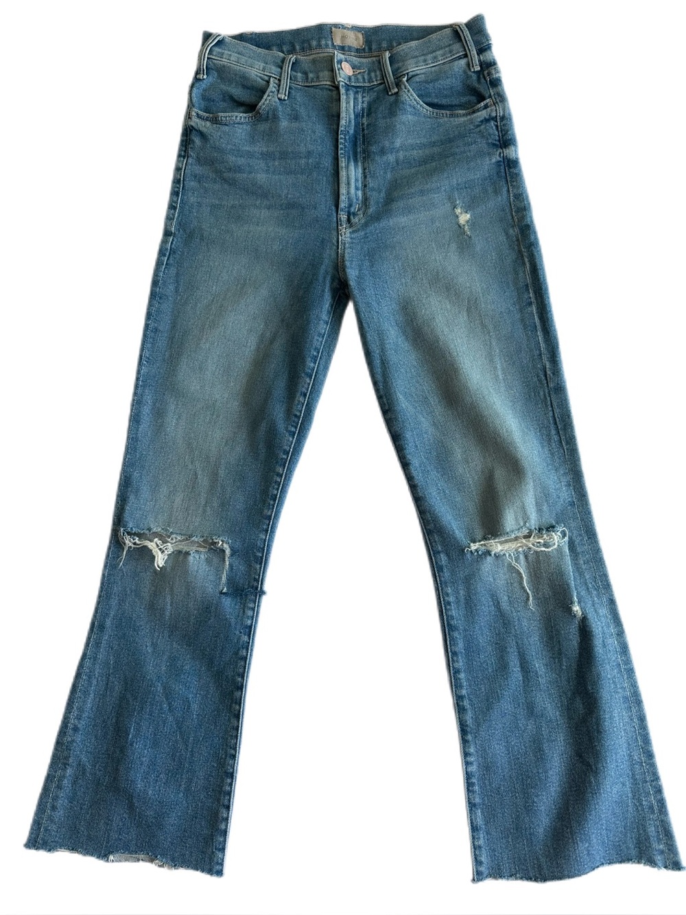 MOTHER The Hustler Ankle Fray Understudy Distressed Flare Jeans Size 27